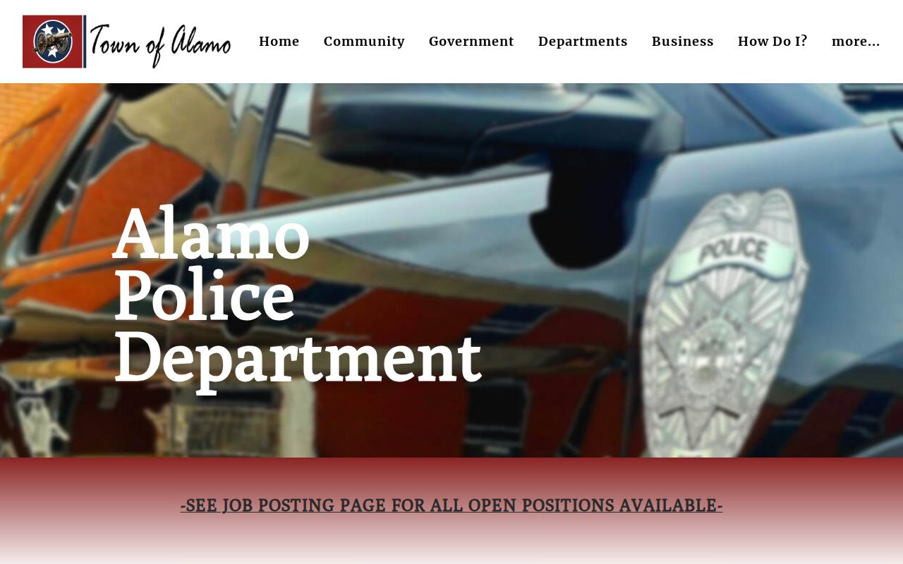Alamo criminal records contact page for the Alamo Police Department