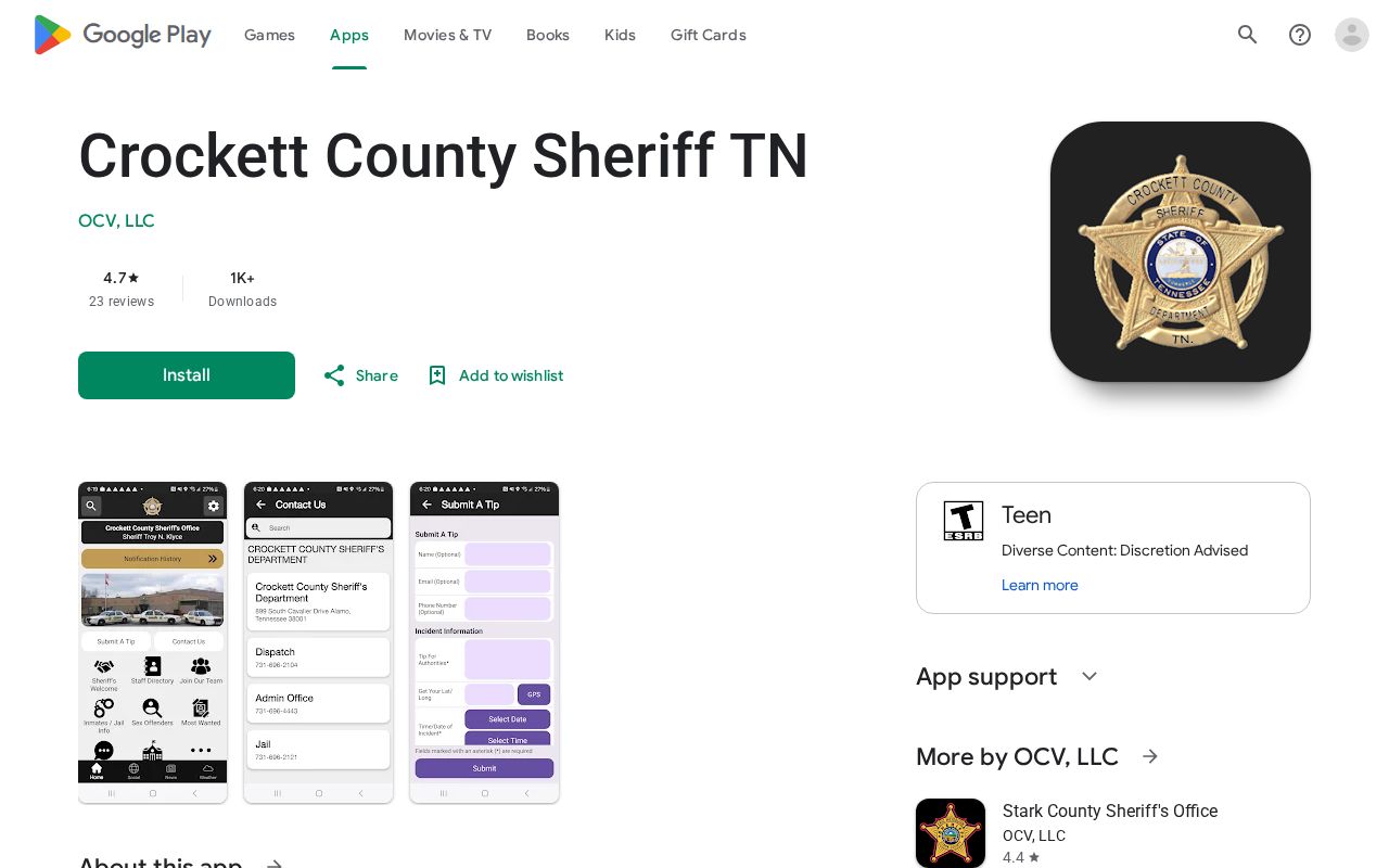 Crockett County arrest lookup sheriff OCV app