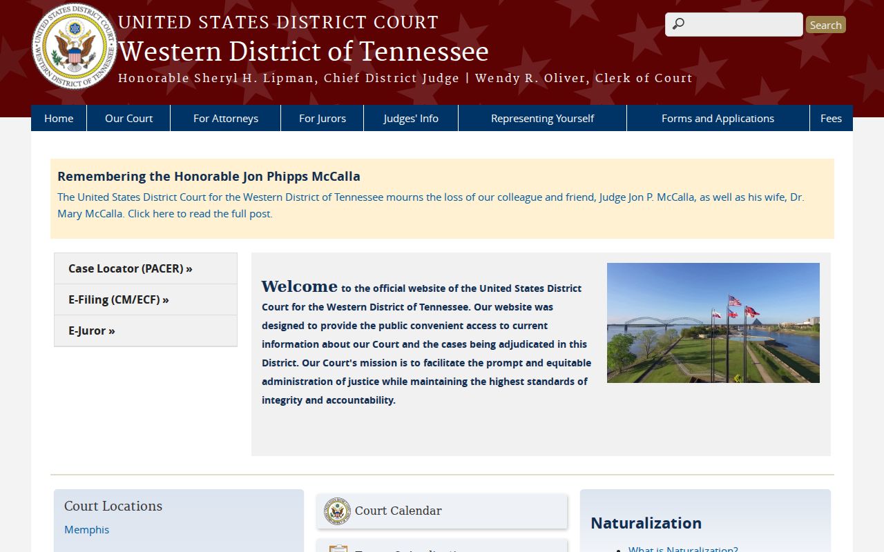 Crockett County federal criminal court Western District page
