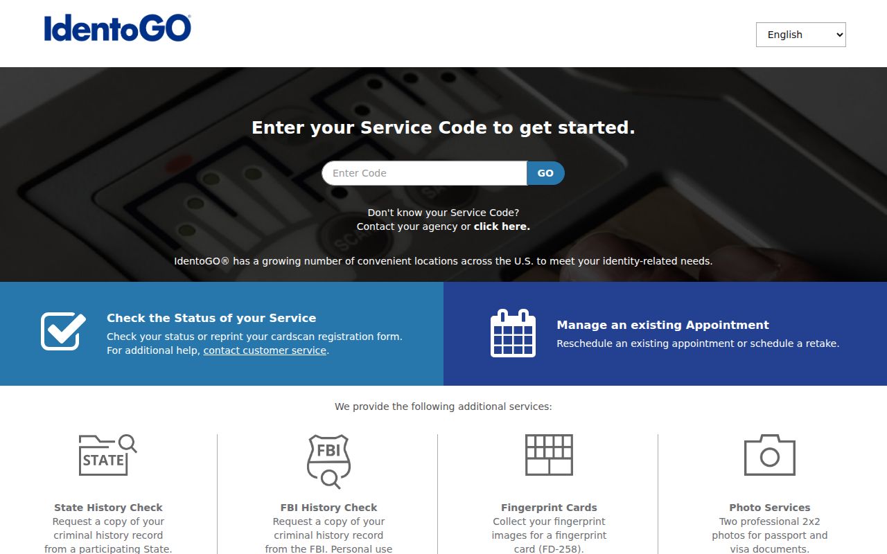 IdentoGO scheduling for authorized Friendship criminal record fingerprints